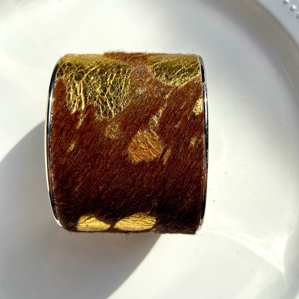 GOLD ACID SPATTERED CUFF BRACELET